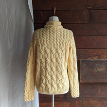 Load image into Gallery viewer, 90s Vintage Yellow Cable Knit Turtleneck Sweater
