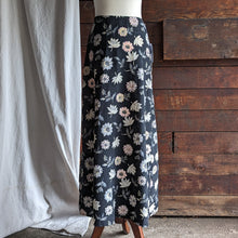 Load image into Gallery viewer, 90s Vintage Black Floral Maxi Skirt
