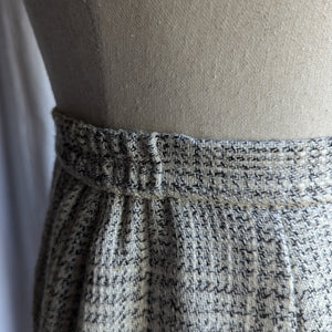 80s Vintage White and Black Tweed Midi Skirt