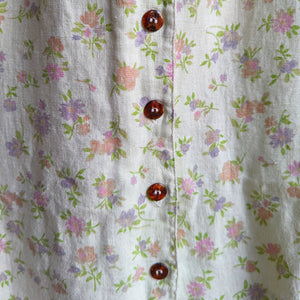 90s Vintage Floral Linen Babydoll Dress