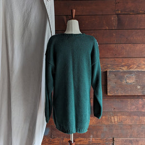 90s Vintage Green Birdwatching Sweater