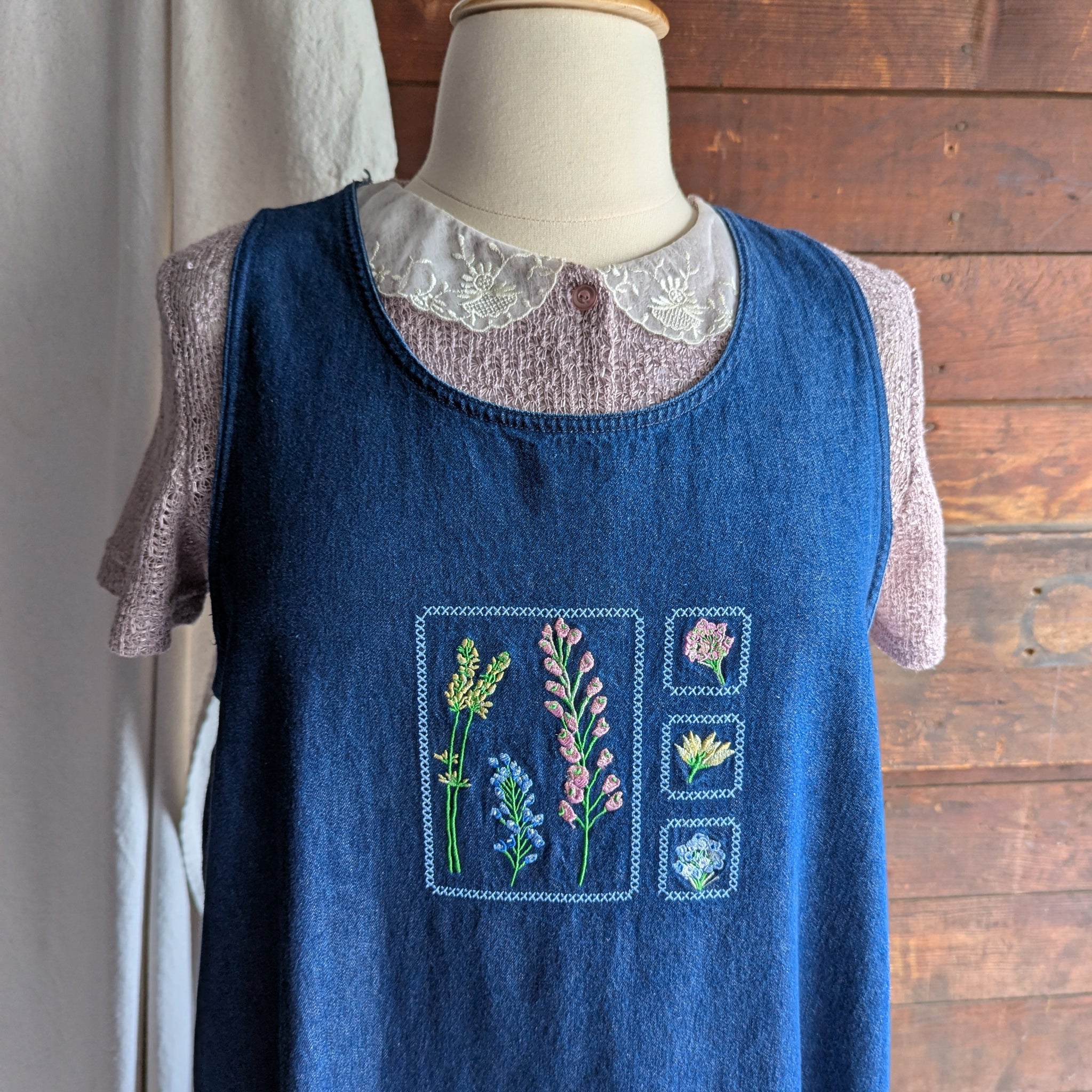 90s Vintage Plus Size Embroidered Denim Midi Dress Forager Vintage 90s Vintage Plus Size Embroidered Denim Midi Dress Forager Vintage