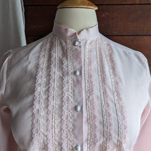 Load image into Gallery viewer, 80s Vintage Pink Lace Polyester Blouse
