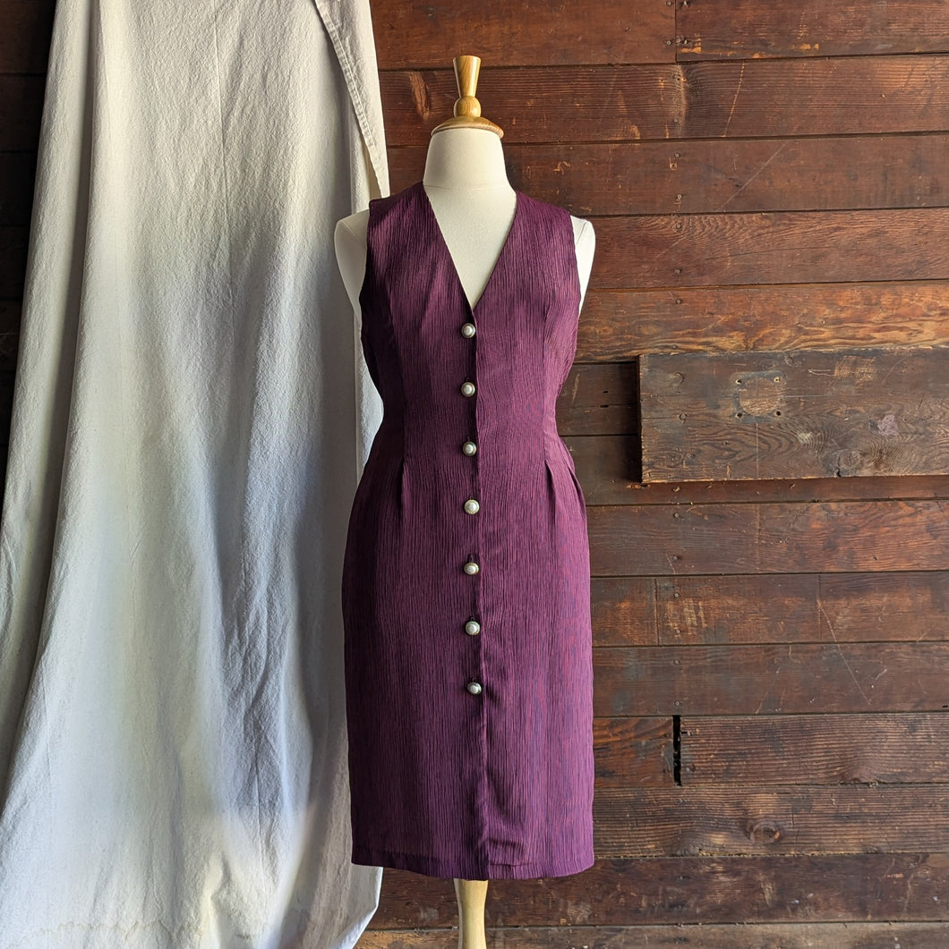90s Vintage Purple Poly Midi Dress