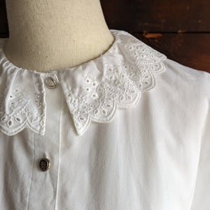 White Puff-Sleeve Button Up Blouse