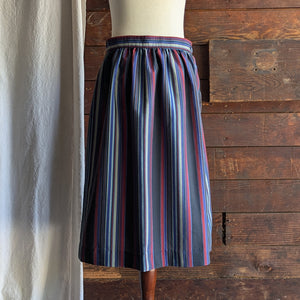 80s Vintage Poly Blend Striped Skirt