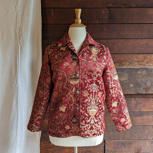 90s Vintage Red Polyester Jacquard Jacket