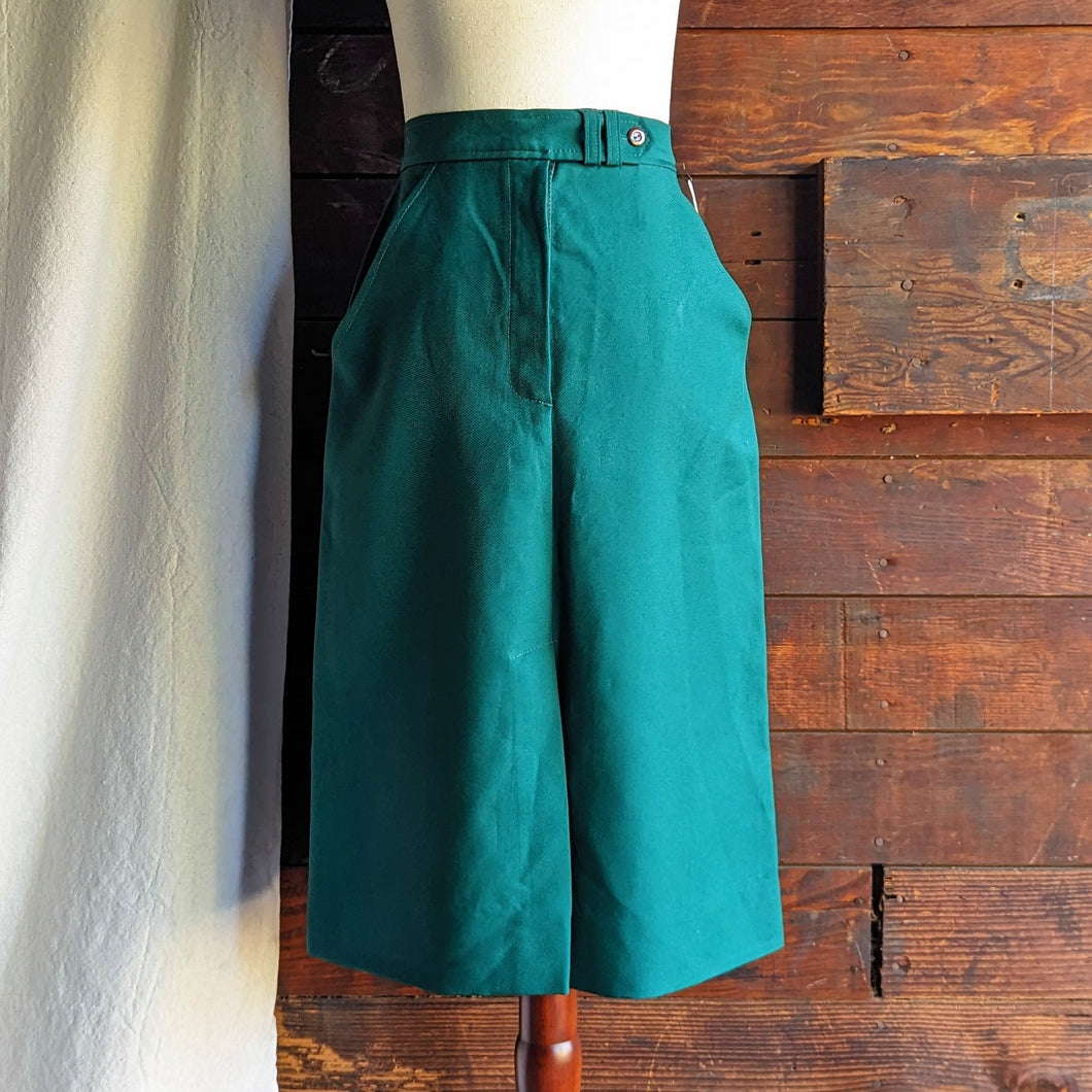 60s/70s Vintage Green Twill Midi Skirt