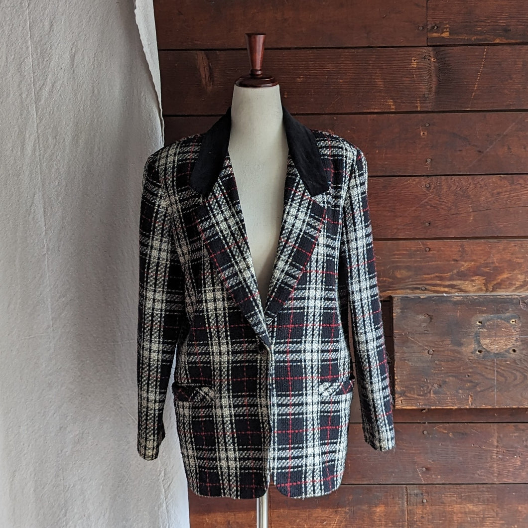 Vintage Black Plaid Blazer