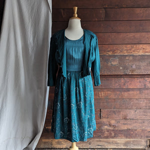 90s Vintage Plus Size Layered Green Dress