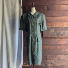 Load image into Gallery viewer, 90s Vintage Short Sleeve Olive Shirtdress
