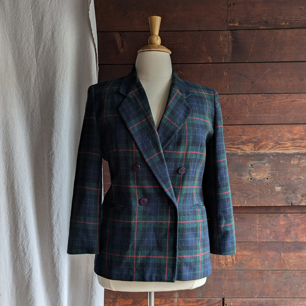 90s Vintage Wool Blend Plaid Blazer