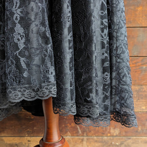 90s Vintage Black Sequin and Lace Maxi Dress
