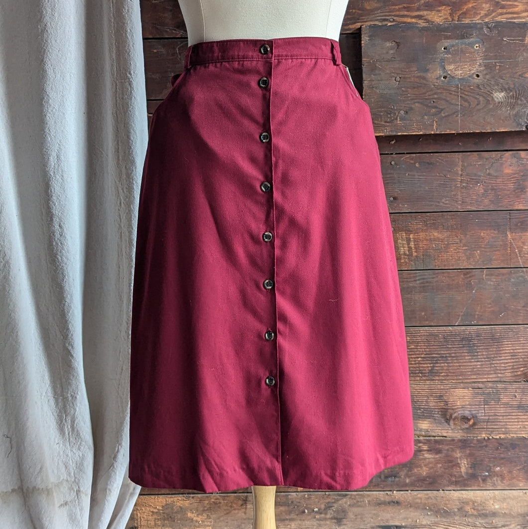 90s Vintage Plus Size Red Button-Front Skirt