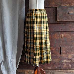 Vintage Yellow Plaid Wool Skirt