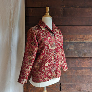 90s Vintage Red Polyester Jacquard Jacket