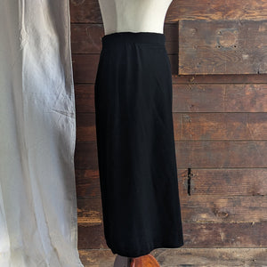 90s Vintage Black Velvet Midi Skirt