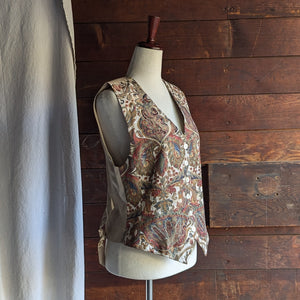 90s Vintage Golden Paisley Tapestry Vest