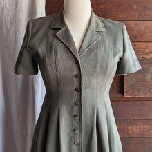 Load image into Gallery viewer, 90s Vintage Olive Green Button Up Rayon Shirt Dress
