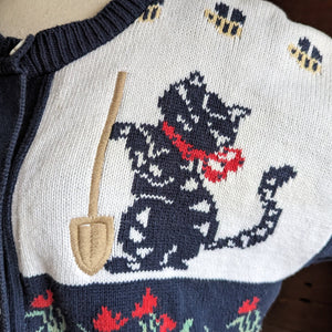 Vintage Embroidered Cat Cardigan