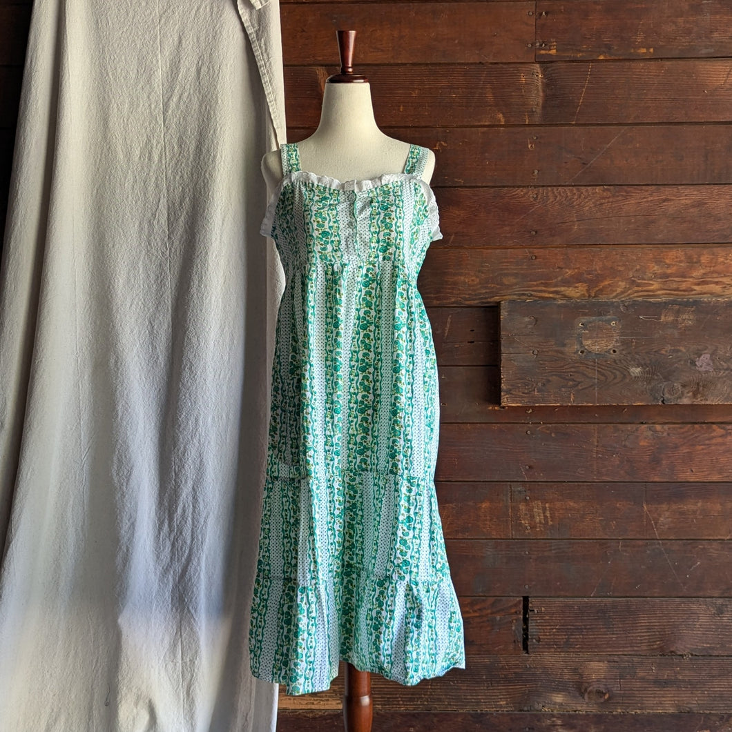 70s Vintage Homemade Cotton Midi Sundress