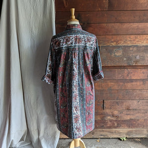 Vintage Plus Size Paisley Cotton Blend House Dress