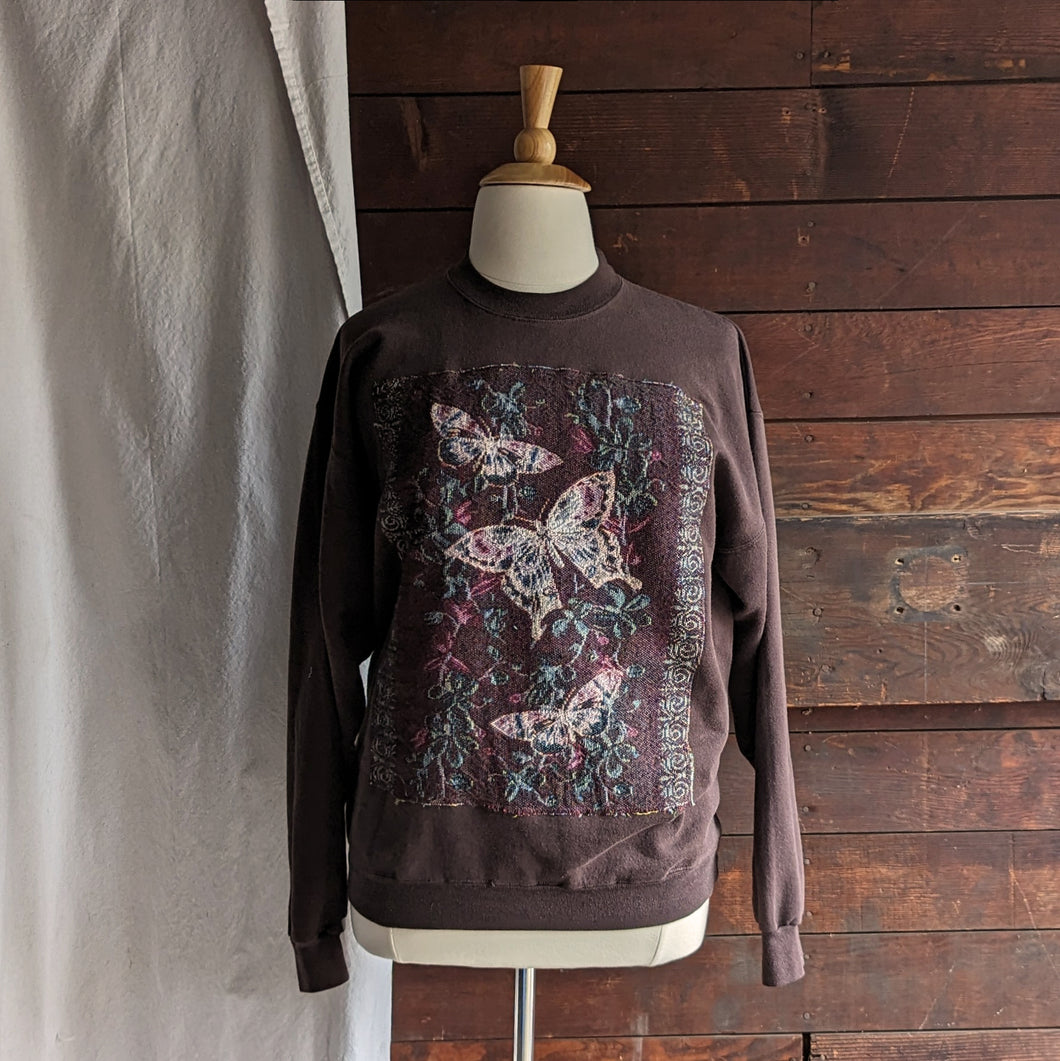 Patchwork Plus Size Brown Butterfly Sweatshirt