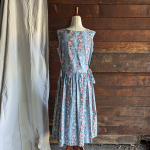 90s Vintage Romantic Cotton Pinafore Dress with Pockets