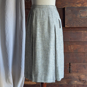 80s Vintage White and Black Tweed Midi Skirt