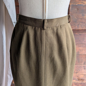 90s Vintage Olive Midi Skirt