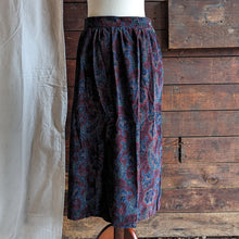 Load image into Gallery viewer, Vintage Dark Paisley Corduroy Midi Skirt
