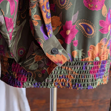 Load image into Gallery viewer, 90s Vintage Olive Floral Paisley Blouse
