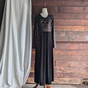 90s Vintage Brown Burnout Velvet Dress