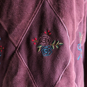 90s Vintage Purple Embroidered Sweatshirt