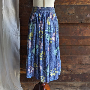 90s Vintage Rayon Batik Midi Skirt