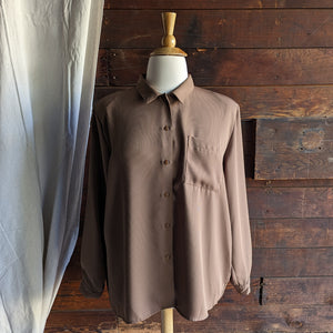 90s Vintage Plus Size Brown Blouse