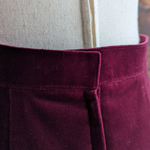 Vintage Wine-Red Velvet Column Skirt