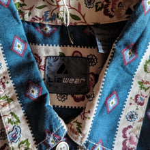 Load image into Gallery viewer, 80s/90s Vintage Blue and Floral Stripe Shirt
