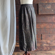 Load image into Gallery viewer, 90s Vintage Dark Brown Paisley Midi Skirt
