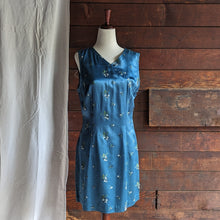 Load image into Gallery viewer, 90s Vintage Blue Rayon Satin Mini Dress

