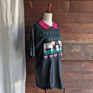80s Vintage Collared Cow Print Tee