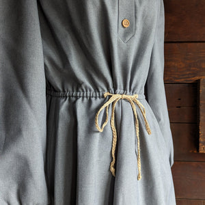 70s Vintage Grey A-Line Shirtdress
