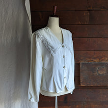 Load image into Gallery viewer, 80s Vintage White Blouse with Large Collar
