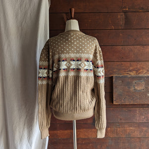 80s Vintage Tan Acrylic Knit Sweater