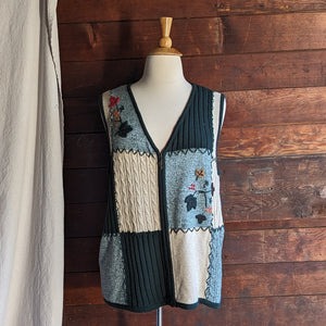 Plus Size Green Embroidered Sweater Vest