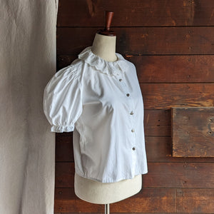 White Puff-Sleeve Button Up Blouse