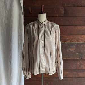 90s Vintage Striped Peach Polyester Blouse