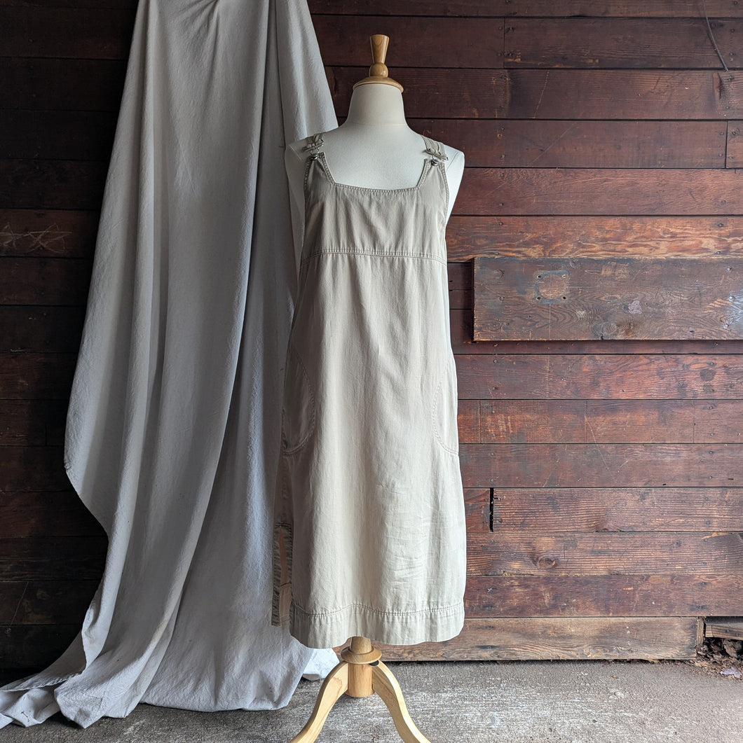 90s Vintage Khaki Twill Overall Dress