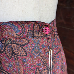 90s Vintage Reddish Paisley Midi Skirt