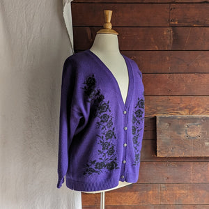 80s/90s Vintage Plus Size Purple Acrylic Knit Cardigan